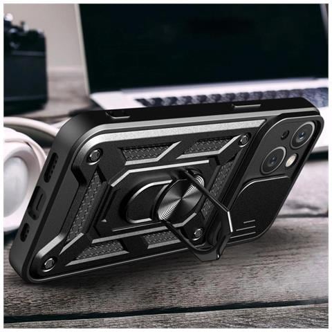 Custodia Hybrid Armor Camshield Con Supporto E Copertura Per Fotocamera Per Iphone 15 Plus - Nera - Foto 1