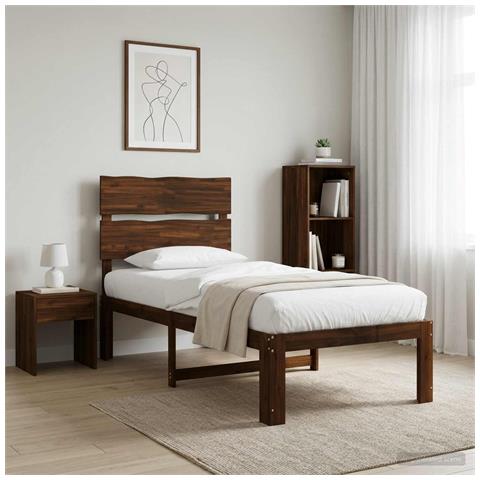 Letto Singolo con Testiera ROSTOCK Marrone Scuro 90 x 200 cm - Foto 2