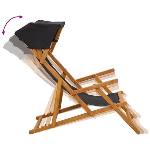 Lettino 2 pcs 3 Posizione Legno di Eucalipto Massello Nero - Foto 10