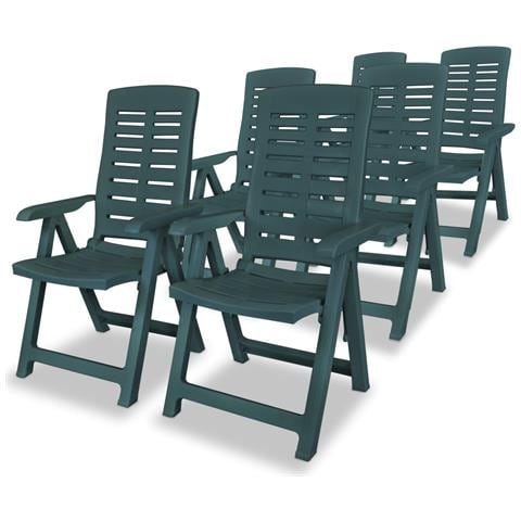 Sedie Reclinabili da Giardino 6 pz in Plastica Verdi - Foto 1