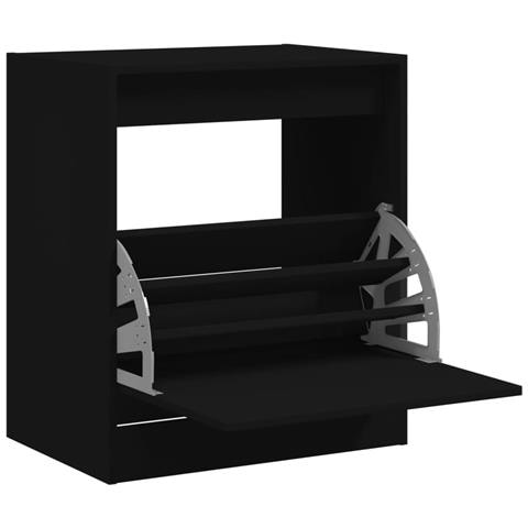 Scarpiera Nera 60x42x69 Cm In Legno Multistrato - Foto 2