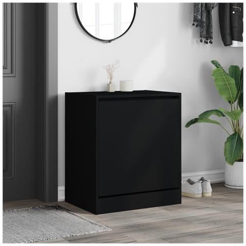 Scarpiera Nera 60x42x69 Cm In Legno Multistrato - Foto 3