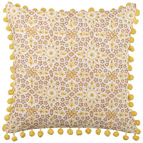 Cuscino Decorativo Lycrois Cotone 45 X 45 Cm Floreale Stampa A Blocchi Giallo - Foto 2