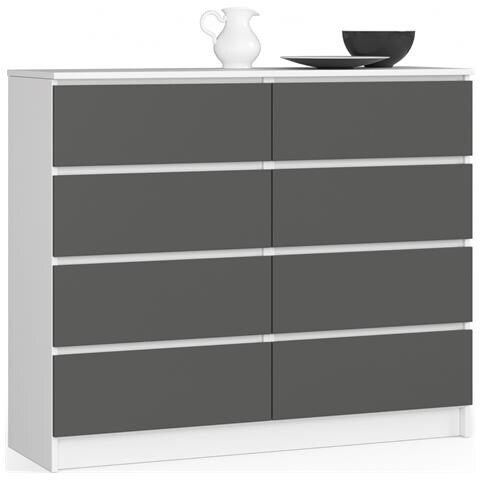 Cassettiera K120, 8 cassetti, 120x40x99 cm, Colore Bianco e Grigio Grafite - Foto 1