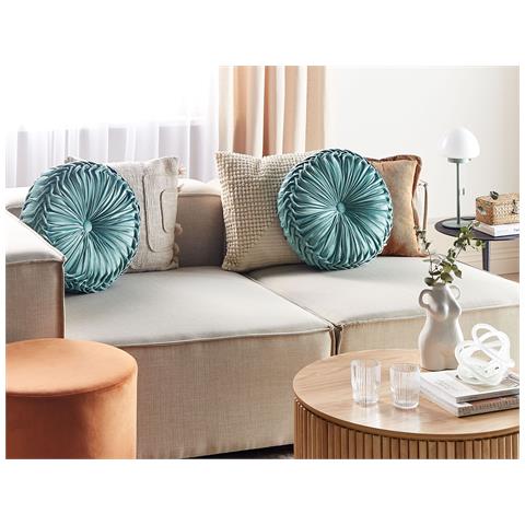 Cuscino Decorativo Udala Velluto 40 X 40 Cm Tinta Unita Foglia Di Tè - Foto 1