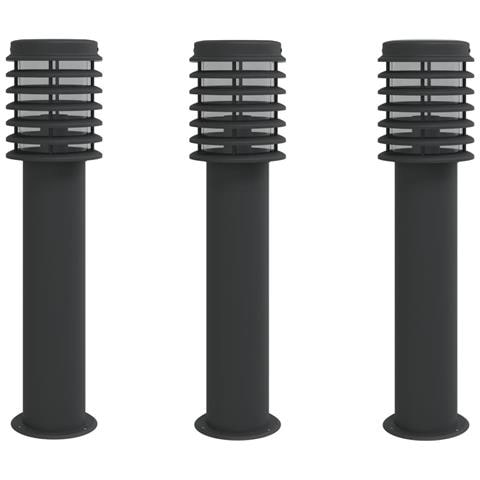 Lampade Da Terra Per Esterni 3 Pz Nere 60 Cm In Acciaio Inox - Foto 2