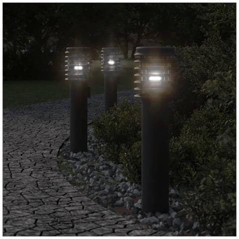 Lampade Da Terra Per Esterni 3 Pz Nere 60 Cm In Acciaio Inox - Foto 1