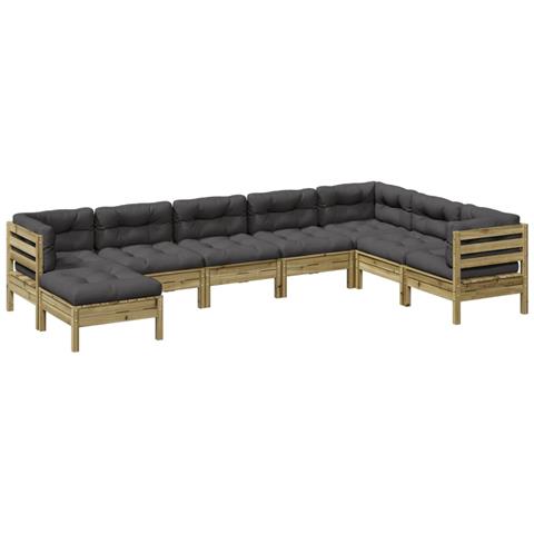 Set Divani Da Giardino 8pz Con Cuscini Legno Impregnato Di Pino - Foto 1