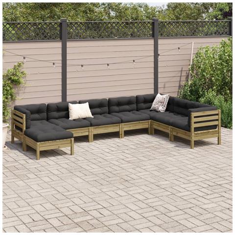 Set Divani Da Giardino 8pz Con Cuscini Legno Impregnato Di Pino - Foto 2