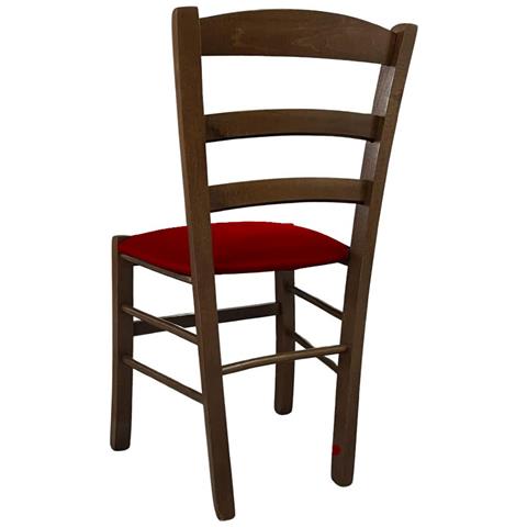 Sedia Legno Paesana Noce Scuro Con Seduta Imbottita Ecopellerosso - Foto 5