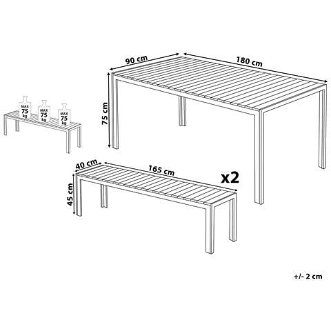 Set Da Pranzo Da Giardino Nardo 180x90x75 Cm Nero - Foto 8