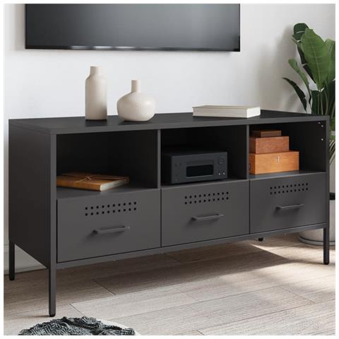 Mobile Tv Nero 100,5x39x50,5 Cm In Acciaio - Foto 1