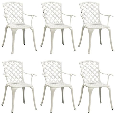 Sedie Da Giardino 6 Pz In Alluminio Pressofuso Bianco - Foto 2