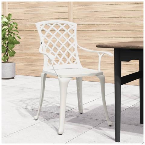 Sedie Da Giardino 6 Pz In Alluminio Pressofuso Bianco - Foto 3