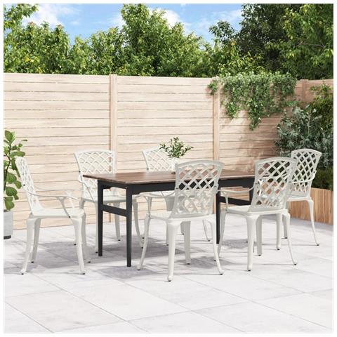 Sedie Da Giardino 6 Pz In Alluminio Pressofuso Bianco - Foto 1