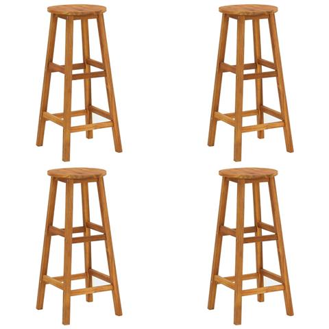 Sgabelli Da Bar 4 Pz In Legno Massello Di Acacia - Foto 2