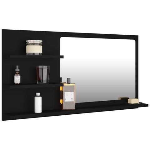 Lusso Casadino - Specchio Da Bagno Nero 90x10,5x45 Cm In Legno Multistrato - Foto 2