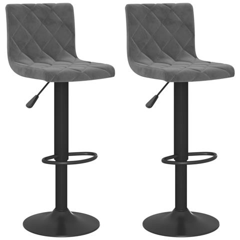 Lusso Casadino - Sedie Da Bar 2 Pz Grigio Scuro In Velluto - Foto 1