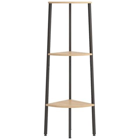 Scaffale Angolare 3 Livelli Marrone Chiaro Nero 45,5x31,5x120cm - Foto 2