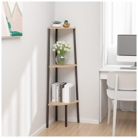 Scaffale Angolare 3 Livelli Marrone Chiaro Nero 45,5x31,5x120cm - Foto 8