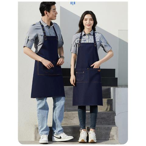 Grembiule Da Barista In Denim Per Salone Per Le Unghie E Caffetteria Blue - Foto 5
