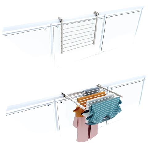 Stendibiancheria Da Balcone 62x63x8 Cm Bianco, Ribaltabile In Alluminio Per Ringhiera Da Esterno - Foto 1