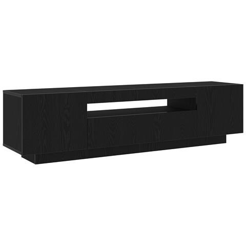 Mobile TV  con luci LED Nero Rovere 160x35x40 cm in legno ingegnerizzato - Foto 1