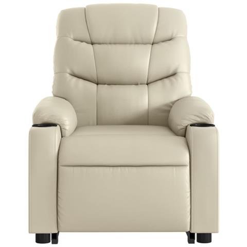 Poltrona Alzapersona Reclinabile Massaggio Crema Similpelle - Foto 9