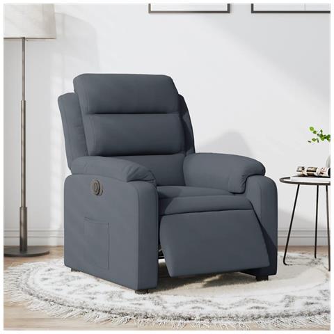 Poltrona Elettrica Reclinabile Grigio Scuro in Vera Pelle - Foto 2