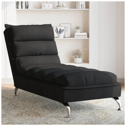 Sdraio con Cuscini Nero in Tessuto - Foto 2