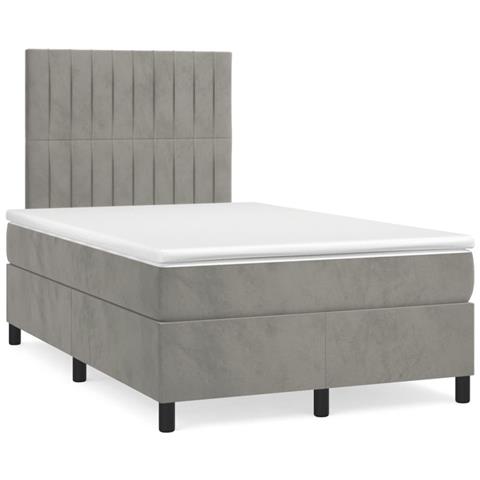Letto a Molle Materasso e LED Grigio Chiaro 120x190 cm Velluto - Foto 2