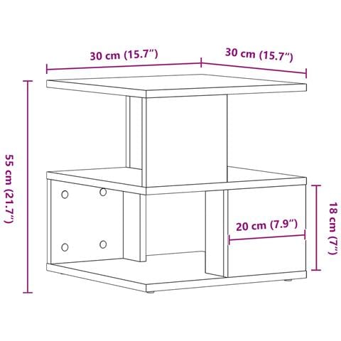 Tavolino Nero Rovere 40x40x40 cm in Legno Ingegnerizzato - Foto 9