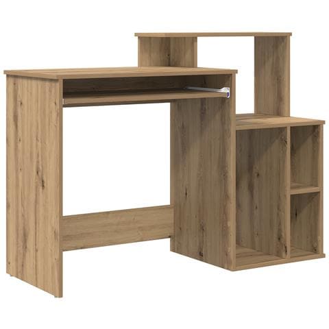 Scrivania con spazio di archiviazione in rovere artigianale 120.5x44x88.5 cm Legno ingegnerizzato - Foto 1