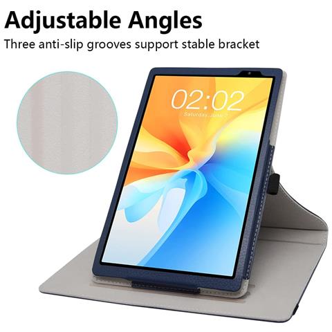 Custodia A Libro Per Tablet Teclast P25t 10"" Girevole A 360° Blu Navy - Foto 5