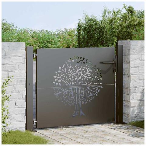 Cancello da giardino con blocco Nero 105 x 100 cm - Foto 2