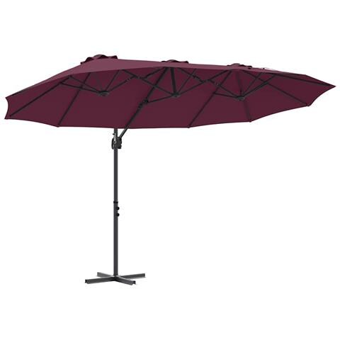 Ombrellone a braccio da giardino Rosso bordò 372 x 198 x 243 cm - Foto 1
