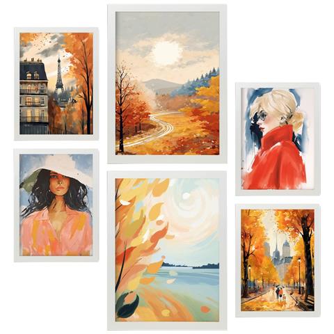 Set Di 6 Stampe Poster Nobel In Damen, Dipinti Decorativi Estetici Per Il Tuo Soggiorno, Camera Da Letto, Casa A3 & A4 Cornice Bianca - Foto 1