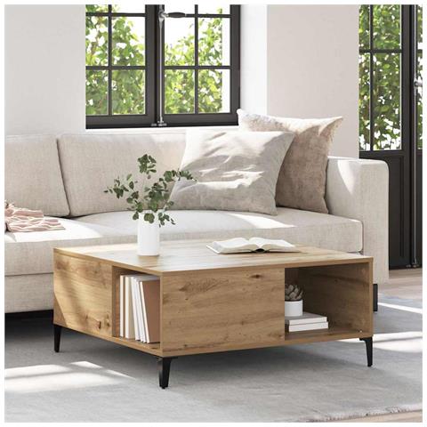 Tavolino da salotto Rovere artigianale 80 x 80 x 36,5 cm - Foto 2