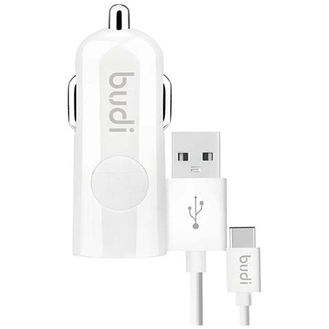 Caricatore Auto Usb 12w Led Con Cavo Usb / Usb-c Da 1,2 M, Bianco - Foto 1