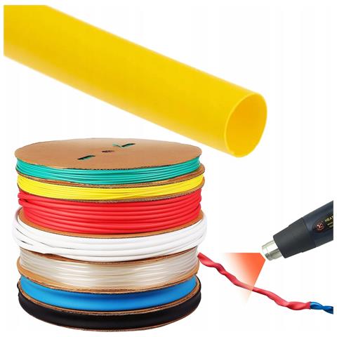 Tubo Termorestringente Giallo 2mm 1m - Flessibile E Autoestinguente | Rapporto Di Riduzione 2:1 | Isolamento E Protezione Cavi - Foto 1