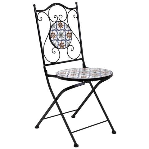 Tavolo + 2 Sedie In Ferro Battuto, D60x75h-sedia (2) : D38x46-90h Nero - Foto 8