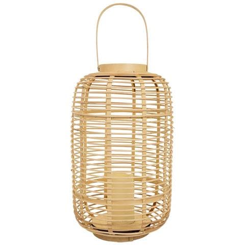 Lanterna Portacandela Con Candelaled In Bambù E Rattan Marrone D29x48h - Foto 2
