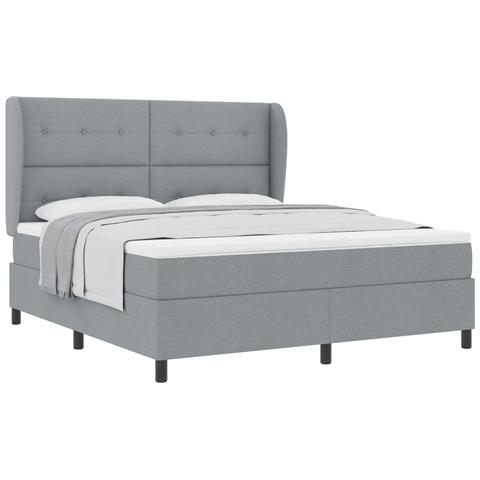 Letto a molle con materasso Grigio chiaro 180 x 200 cm Tessuto - Foto 1