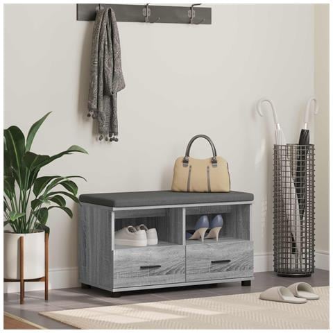 Panca per ingresso con cuscino Sonoma grigia 80 x 38 x 46 cm - Foto 2