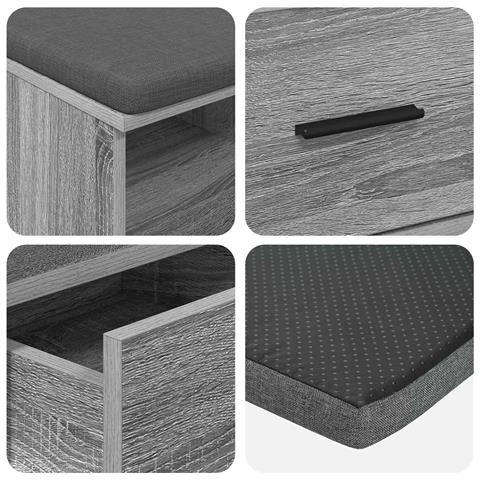 Panca per ingresso con cuscino Sonoma grigia 80 x 38 x 46 cm - Foto 9