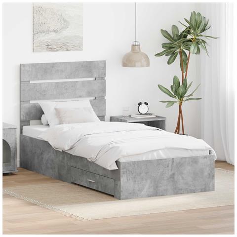 Struttura del letto con cassetto Grigio cemento 90 x 190 cm - Foto 2
