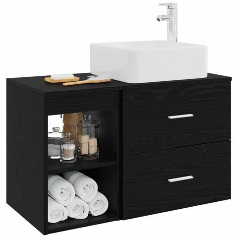 Set di mobili per il bagno 2 pcs Rovere Nero - Foto 2