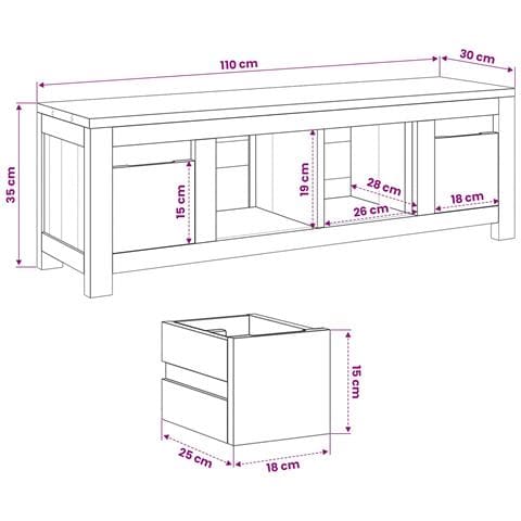 Mobile TV 110 x 30 x 35 cm Naturale Legno di teak solido - Foto 7