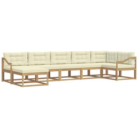 Set di divani da esterno con cuscino 7 pcs Bianco e Crema - Foto 1