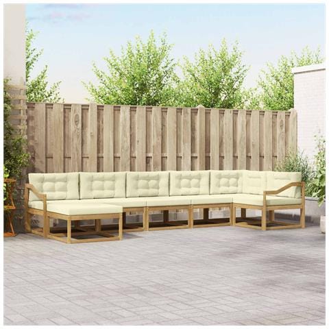 Set di divani da esterno con cuscino 7 pcs Bianco e Crema - Foto 2